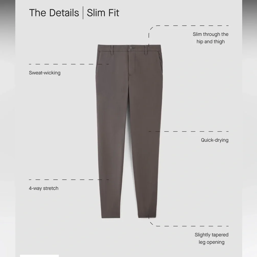 Everlane men’s grey performance chino slim size 34x28